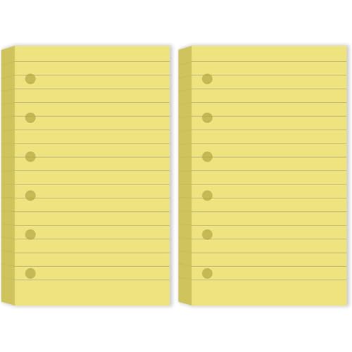 Ireer 6 Hole Mini Lined Paper Refill 200 Sheets Blank Planner Refills Loose Leaf Papers 3 x 5 Inches for Binders Planner Inserts Mini Ruled Filler Books Memo Papers Notebooks (Light Yellow) - color: Light Yellow