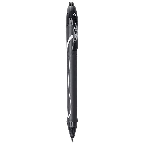 BIC Gel-Ocity Quick Dry Gel Pens, Medium Point Retractable (0.7mm), Black Ink Gel Pen, 12-Count- Pack of 18 - color: Black, size: 12 Count (Pack of 18)