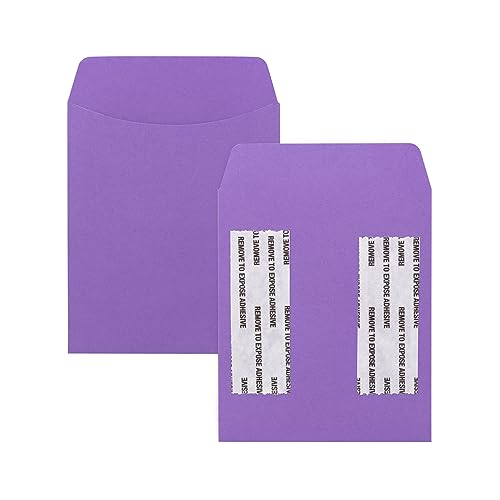 Hygloss 30 Pcs Library Card Pockets 3.5x5 Inch - Self-Adhesive Pocket Envelopes - Purple Classroom Envelope Pockets - Ideal for Organizing - Colorful Small Library Book Pocket - color: Purple, style: 30 Pockets