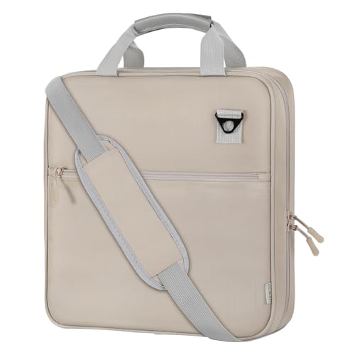 MoKo Zipper Binder, 2 Inch 3 Ring Binder with 500 Sheets Capacity & Shoulder Strap & Handle, Multi-Pocket Zipper Bag Organizer for Middle School, Light Tan - color: Light Tan, size: 2 Inches O-ring