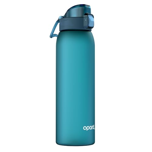 Opard Zip 32oz Plastic Water Bottle Dishwasher Safe, Leakproof Flip-Top Lid, BPA Free Tritan, Wide Mouth Reusable Sports Water Bottle for Gym Hiking Commuting Outdoor Travel and School - color: Peacock Blue, style: 32 Ounces