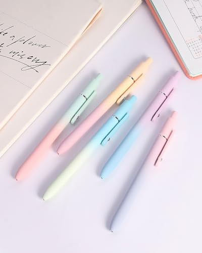 FIOVER Gel Pens, 5pcs Black Ink Medium Point 0.7mm Smooth Writing Pens with Comfort Grip, Aesthetic Ballpoint for Journaling School Office Supplies, Gifts for Women Men(5PCS Gradient Black Ink) - color: 5PCS Gradient Black Ink