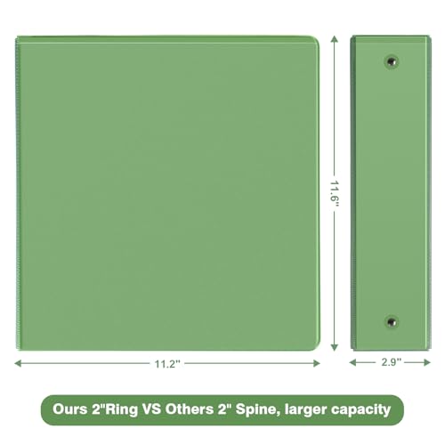 COMIX Standard 3 Ring Binder 2 inch with Clear View Cover, 2" Round Ring View Binder Holds 400 Sheets of US Letter Size Paper, 6 Pack (Sea Green) - color: Sea Green, size: 2 inch