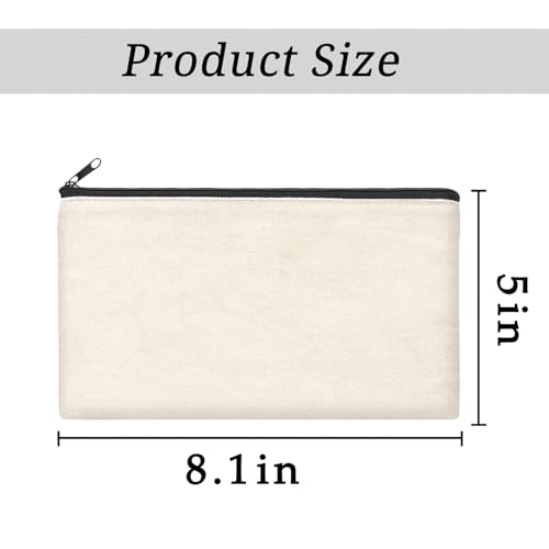 10PCS Blank DIY Canvas Zipper Bags Pencil Case Pouch Makeup Bags Bulk，6.9×9Inch Large-Capacity Multi-Purpose Toiletry Bag Portable Travel Storage Bag - color: 10pcs Beige Pencil Case