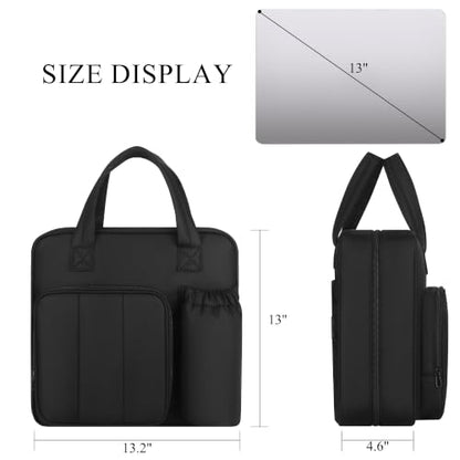 Upgraded Zipper Binder | 3-Inch & 2-Inch O-Rings, 600 Sheet Capacity Trapper Keeper with 13 Inch Laptop Sleeve & Water Bottle Holder, Binder Bag with Multi-Pockets & Shoulder Strap (Black) - color: Black