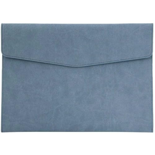A4 PU Leather File Holder Document Envelope Folder with Snap Closure Blue Waterproof Portfolio File Oragnizer Pocket Storage Case for Receipt Contract Stationery Tablet, Business - color: Blue