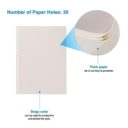 PATIKIL A4 Loose Leaf Paper for Binders, 3 Pack Notebook Punch Filler Paper 30 Hole 180 Sheets Blank Paper 100gsm for Office, White