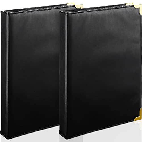 Marspark 2 Pcs 3 Ring Leather Binder Notebook Vintage Professional Binder Hardback Letter Size 8.5 x 11 Documents Round Rings Holds 200 Sheets with 2 Inner Pockets(0.5 Inch,Black) - color: Black, size: 0.5 Inch