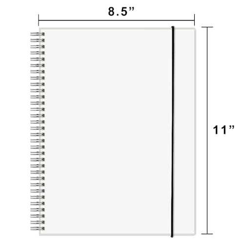 A4 Spiral Notebooks with 120 GSM Thick Paper, Removable Elastic Band and Transparent Hard Cover, 3-Pack, 160 Pages per Pack, 8.5'' × 11'' Large Size Journal for Sketching, Drawing, Painting - style: Minimalist