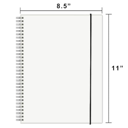 A4 Spiral Notebooks with 120 GSM Thick Paper, Removable Elastic Band and Transparent Hard Cover, 3-Pack, 160 Pages per Pack, 8.5'' × 11'' Large Size Journal for Sketching, Drawing, Painting - style: Minimalist