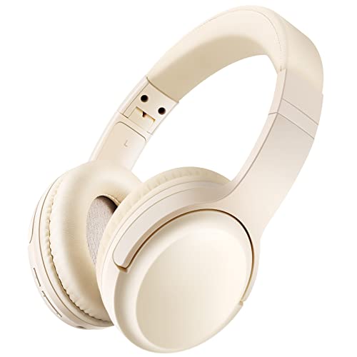 Bingozones SN-A2 Headphones Wireless Bluetooth with Mic,Lightweight On Ear Headphone, Bluetooth 5.3, 20H+ Playtime,Portable Wired and Wireless Headphones for School, Travel, Gym - Beige - color: #01 Beige