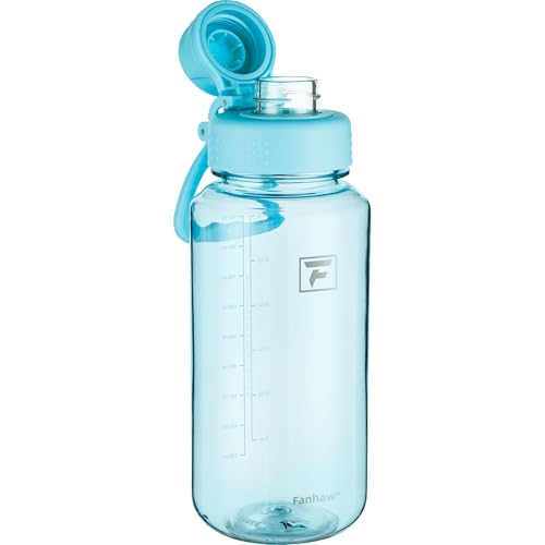 Fanhaw 32 oz Clear BPA-Free Tritan Water Bottle with Fast-Flow Spout Lid, BPA-Free & Leak-Proof Wide-Mouth Reusable Bottle for Gym, School & Office, Back to School Essentials (Baby Blue) - color: Baby Blue, style: 32 Ounces