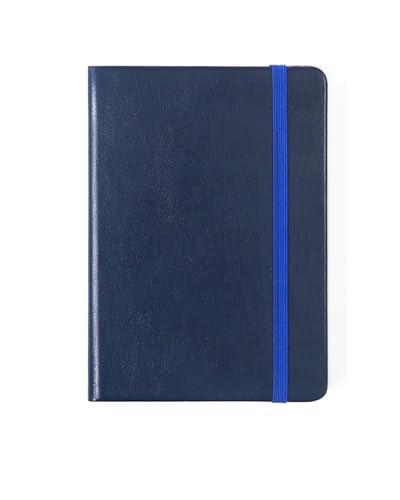A6 Lined Hardcover Notebook, 100 GSM Paper, Midnight Blue | Soft-touch Alpha3 PU cover, lay-flat sewn binding, elastic closure, compact for meetings, planning, and notes on the go - color: Midnight Blue, size: A6