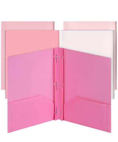 Mr. Pen- Plastic Folders with Pockets and Prongs, 5 Pack, Letter Size | File Folders with Fasteners, 2 Pocket Folder - color: Dusty Rose, size: 5 Pack