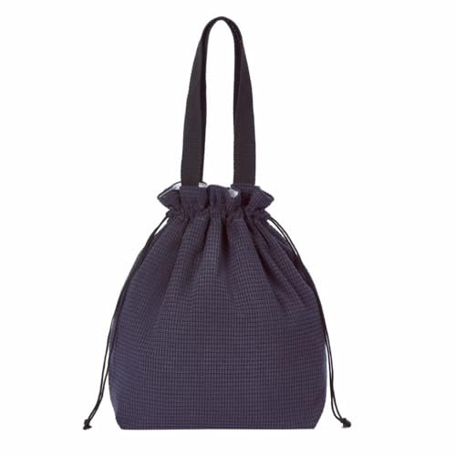 Retro Corduroy Drawstring Lunch Bag - Soft Textured Pouch for Women Students, 5mm Foam Base, Perfect for School Office Daily Use (navy) - color: Navy