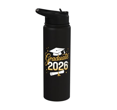 Graduate 2026 for class of 2026 graduation Stainless Steel Insulated Water Bottle - color: Black