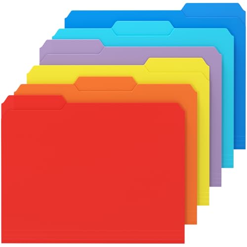 KTRIO 6 Pack Plastic File Folders, Letter Size, 1/3-Cut Tabs, Bright Colors | Water-Resistant PP, Expandable 150+ Pages, Reusable 1/3-Cut Tabs, Letter Size Fit, Vibrant Color Coding - color: Vibrant Colors, style: 6 Pack