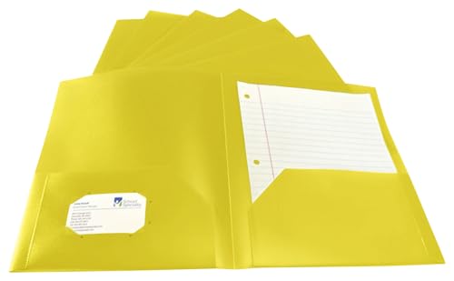 School Smart 2-Pocket Poly Folders, Yellow, Pack of 25 - color: Yellow, style: No Fasteners