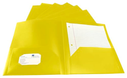 School Smart 2-Pocket Poly Folders, Yellow, Pack of 25 - color: Yellow, style: No Fasteners