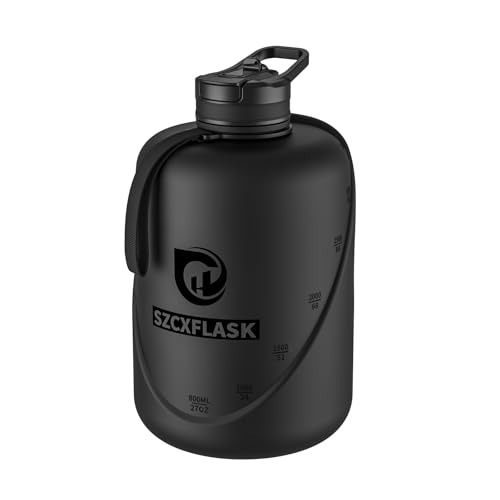 1 Gallon Water Bottle with Straw and Chug Lid, Dishwasher Safe Large Gym Jug, BPA Free Leakproof Plastic Sports Flask with Easy to Clean Handle & Carry Strap, 128 oz Water Bottle - color: Black, size: 128 Ounces