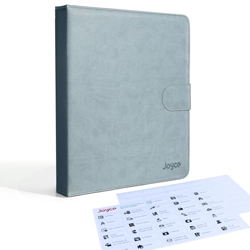 JOYCE Important Document Organizer 14 Expanding Pockets,Gray | Waterproof leather binder with 13 Card Slots for Passports, Birth Certificates, Tax Files and Wills - color: Gray