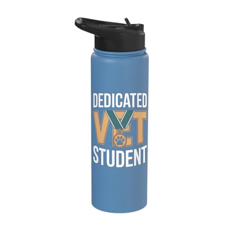 Dedicated Vet Student Veterinary School Stainless Steel Insulated Water Bottle - color: Light Blue