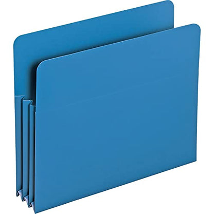Smead Poly File Pocket, Straight-Cut Tab, 3-1/2" Expansion, Letter Size, Blue, 4 per Box (73503) - color: Blue