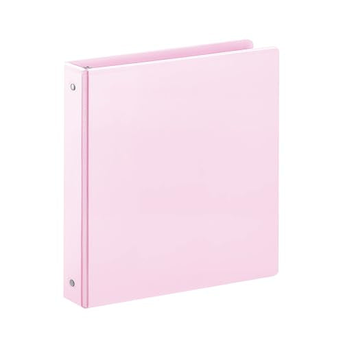 SUIN 1 Inch 3 Ring Binder, Clear 1'' View Presentation Binders with 2 Pockets, Fits 8.5 x 11 Letter Size, Durable Polypropylene, Non-Stick & PVC-Free for School, Office & Home (Pastel Pink) - color: Pastel Pink