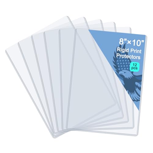 Rainmae 12 Pack 8" x 10" Rigid Print Protectors, Clear Hard Plastic Page Sheet Protectors, Paper Sleeves Photo Plastic Sleeves Document Holder Birth Certificate Protector - color: 8*10in (12pcs)