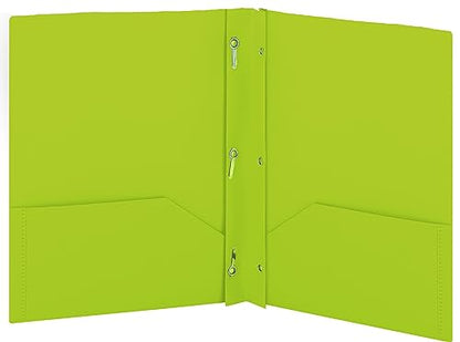 Plastic Folders with Pockets and Prongs Green - Two Pocket Folder with Brads - 3 Prong Folders with Pockets for Letter Size Sheets, Also Available in Blue, Purple, Red, Pink, and Grey, 1 Pc –by Enday - color: Green, size: 1