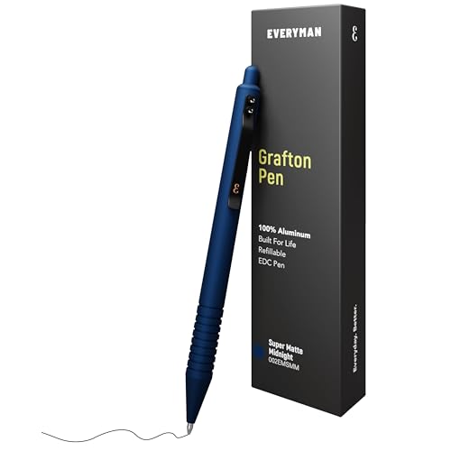 Everyman Midnight Super Matte Mini Twist Gel Pen | Compact Refillable 0.7mm Gel Pen with Twist Mechanism | Durable Metal EDC Writing Tool for Travel, Office, Work & Gifting - color: Midnight, style: Full Click