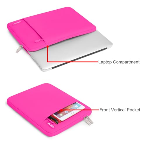 MOSISO Laptop Case 13.3 inch, 13-13.3 inch Laptop Sleeve Compatible with MacBook Air/Pro 13/Pro 14 M5 M4 M3 M2 M1, HP Dell ASUS Lenovo,Polyester Vertical Computer Sleeve Bag with Pocket, Bright Rose - color: Bright Rose, size: 13.3 inch