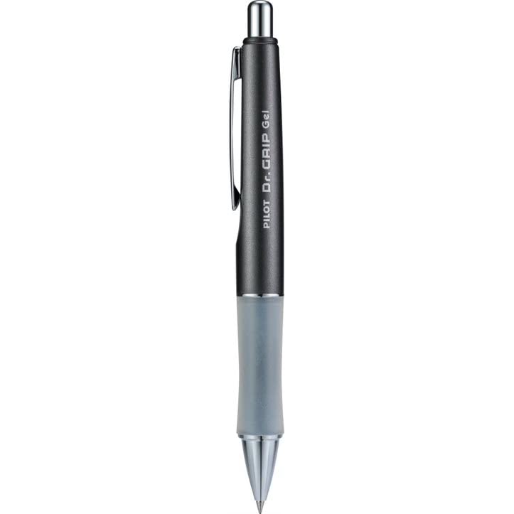 PILOT Gel Pen, Fine Point, Charcoal Gray | Black Ink | Retractable | Metallic Barrel | Pack of 2 - color: Gray Barrel, size: 1 Count (Pack of 2)