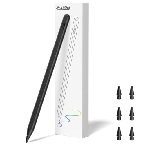 Stylus Pen for iPad, Magnetic Wireless Charging & USB C Fast Charge Pencil Compatible with Apple iPad (A16)11/10/9/8/7/6th Generation, Pro 13"/12.9"/11", Air M3/M2/5/4/3, Mini (A17 Pro)7/6/5 Gen Black - color: Black+6pcs Replacement Nibs
