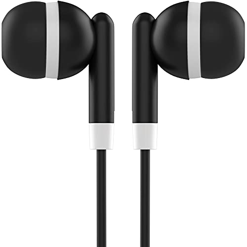 Maeline Bulk Earbuds with 3.5 mm Headphone Plug - 20 Pack Wholesale Bundle - Black - color: Black, size: 20 Pack