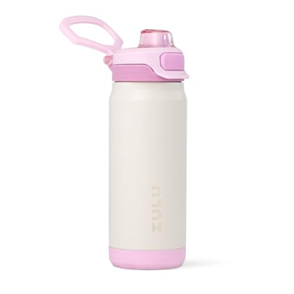 ZULU Powerfill Pro 18oz Kids Stainless Steel Water Bottle with Quick Fill Lid, Triple Wall Vacuum Insulated, Leak Proof Locking Lid, Sip & Chug, Reusable, BPA Free, Dishwasher Safe, Ivory Blush - color: Ivory Blush