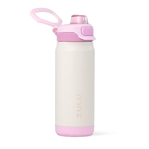 ZULU Powerfill Pro 18oz Kids Stainless Steel Water Bottle with Quick Fill Lid, Triple Wall Vacuum Insulated, Leak Proof Locking Lid, Sip & Chug, Reusable, BPA Free, Dishwasher Safe, Ivory Blush - color: Ivory Blush
