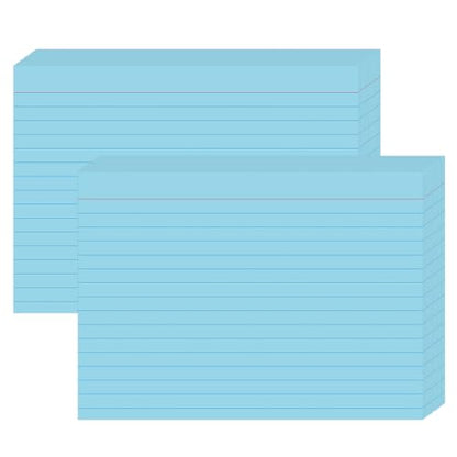 5x7 Index Cards (100 Count), Heavyweight 160gsm Blue Note Cards for Office — College Ruled & Blank Back, Large Lined Flash Cards for Project Management, Kanban & Meeting Notes - color: Blue