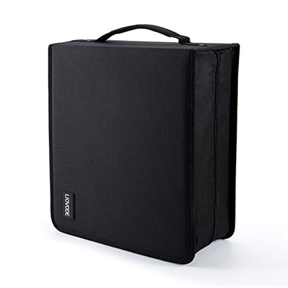 LIOVODE DVD Case 200 DVDs and 100 Booklets Capacity, CD/Blu-ray Storage Binder Case with Booklet Inserts Media Organizer Holder Black Blu ray Wallet for Car (200 Capacity) - size: 200 Capacity