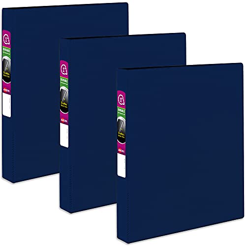 Avery Durable 3 Ring Binder, 1 Inch Slant Rings, 3 Blue Binders (27251) - style: 3 Pack