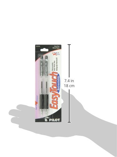 Pilot EasyTouch Retractable Ball Point Pens, Fine Point, Black Ink, 2-Pack (32250)