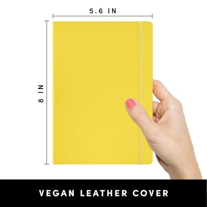 PAPERAGE Lined Journal Notebook, (Yellow), 160 Pages, Medium 5.6 in x 8 in - 100 GSM Thick Paper – Hardcover Journaling Notebook for Work, School & Note Taking - color: Yellow, style: A. Lined