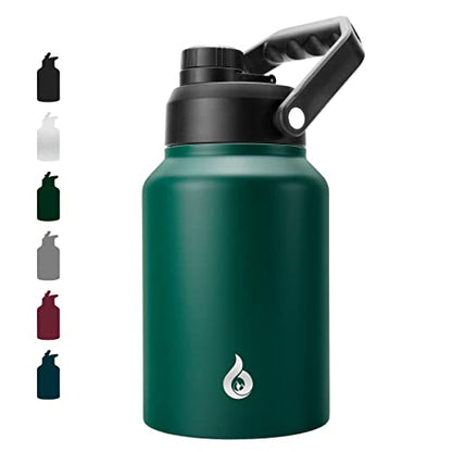 BJPKPK 64 oz Insulated Water Bottle, Dishwasher Safe Half Gallon Water Bottle with Ergonomic Handle, BPA Free Leak Proof Water Jug for Sports, Metal Jug with Anti-slip Bottom, Army Green - color: Army Green, style: 64oz
