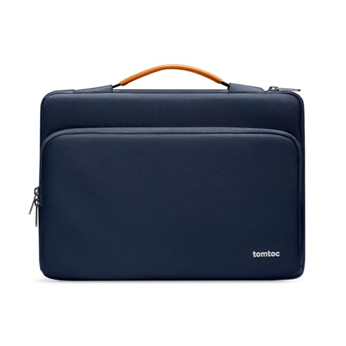 tomtoc 360° Protective Laptop Case Bag for 14-inch MacBook Pro M5 Pro/Max | 2026 A3426 A3427 A3434 M4/M3/M2/M1 A3112 A3401 A3185, 12.9-13 Inch iPad Pro/Air, Water-Resistant Accessory Carrying Sleeve - color: Navy Blue, size: 14 Inch for MacBook Pro