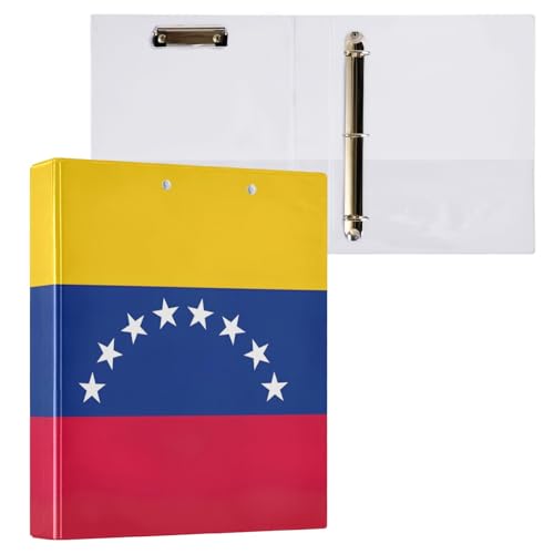 Round Ring Binder 1 and a Half Inch Binder 3 Ring Holds 200 Sheets Basic Binder Organizer for School Office Home Venezuela Flag, 1 Pack - color: Venezuela Flag, size: 1 Pack