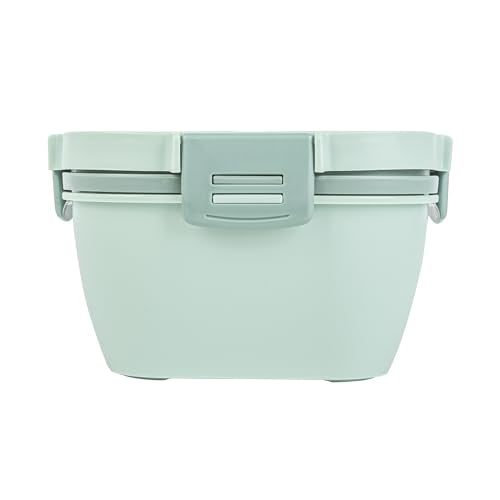 Restaurantware-Bento Tek 57.5 Ounce Bento Box, 1 Reusable Lunch Container - With Fork And Knife, Does Not Contain BPA, Green Plastic Reusable Lunch Box, Microwavable, Dishwashable - size: 1 Count, style: 58 oz - Green