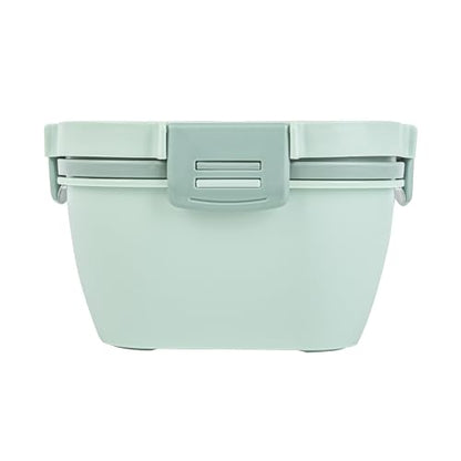 Restaurantware-Bento Tek 57.5 Ounce Bento Box, 1 Reusable Lunch Container - With Fork And Knife, Does Not Contain BPA, Green Plastic Reusable Lunch Box, Microwavable, Dishwashable - size: 1 Count, style: 58 oz - Green