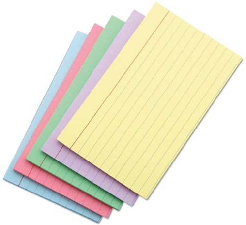 Index Assorted Color Cards, 100 Pack, 3x5 Index Cards, Blank On Front, Blue, Red, Green, Purple, Yellow - 1 Pack Of 100 Cards - style: Assorted Colors - 3 x 5