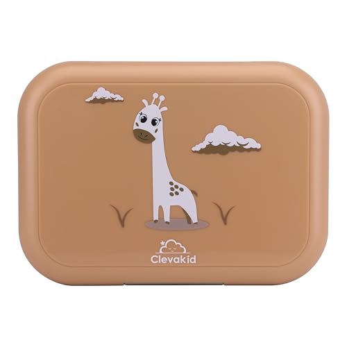 Bento Midi Lunch Box with carrying handle – 4 No-Mix Compartments | Microwave & Dishwasher Safe,Removable Tray | 900ML OZ (Pink Dark Powder ClevaRaff Friend) - color: Pink Dark Powder ClevaRaff Friend