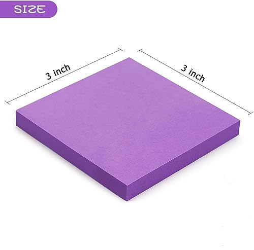 Early Buy Sticky Notes 3x3 inch, Purple Color Self-Stick Notes 6 Pads | 100 sheets/pad, repositionable adhesive, ideal for reminders, and office organization - color: Purple